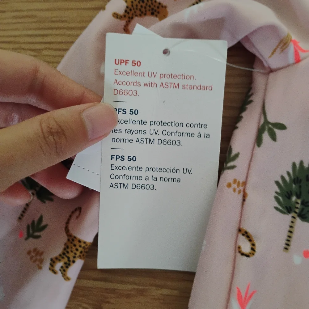 Old Navy Girls UPF 50 Big Cat Print Swimsuit Set Sz 3T